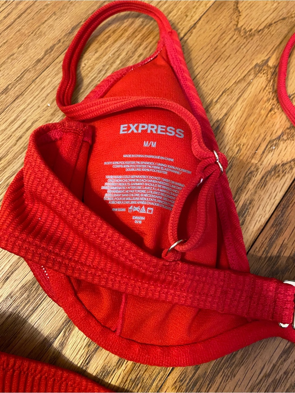 Express Red Ribbed Underwire Bikini Set - Picture 2 of 4
